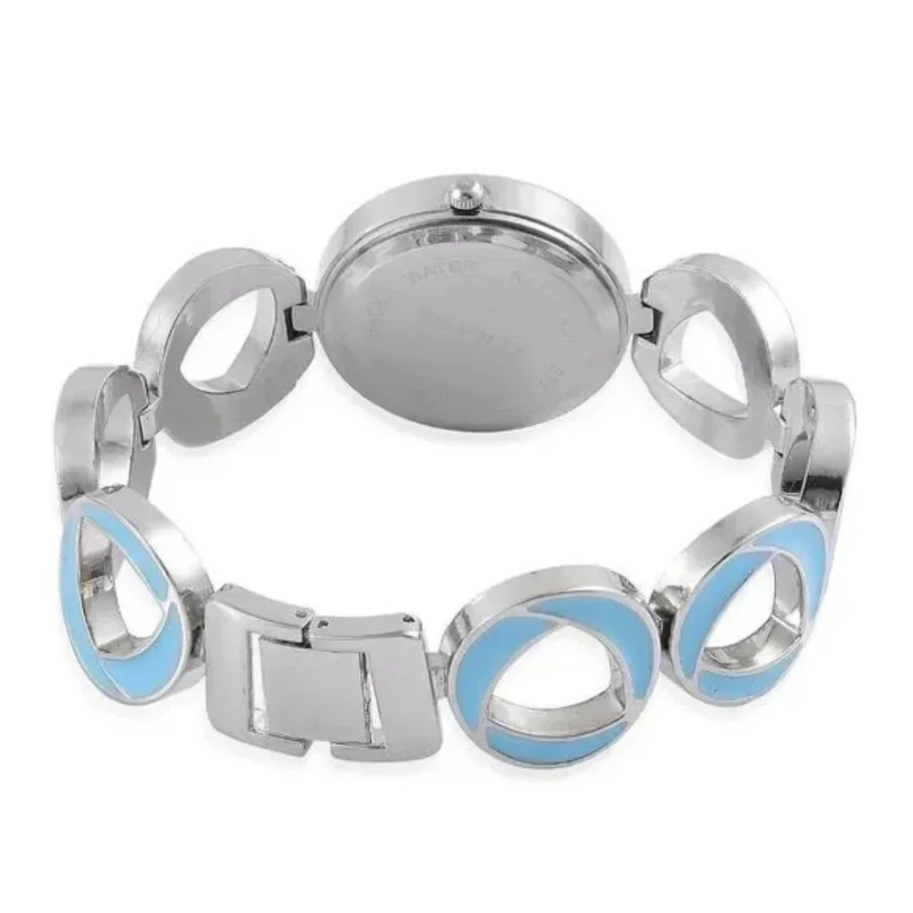 STRADA Watch and Necklace Blue Stainless Steel Original Box